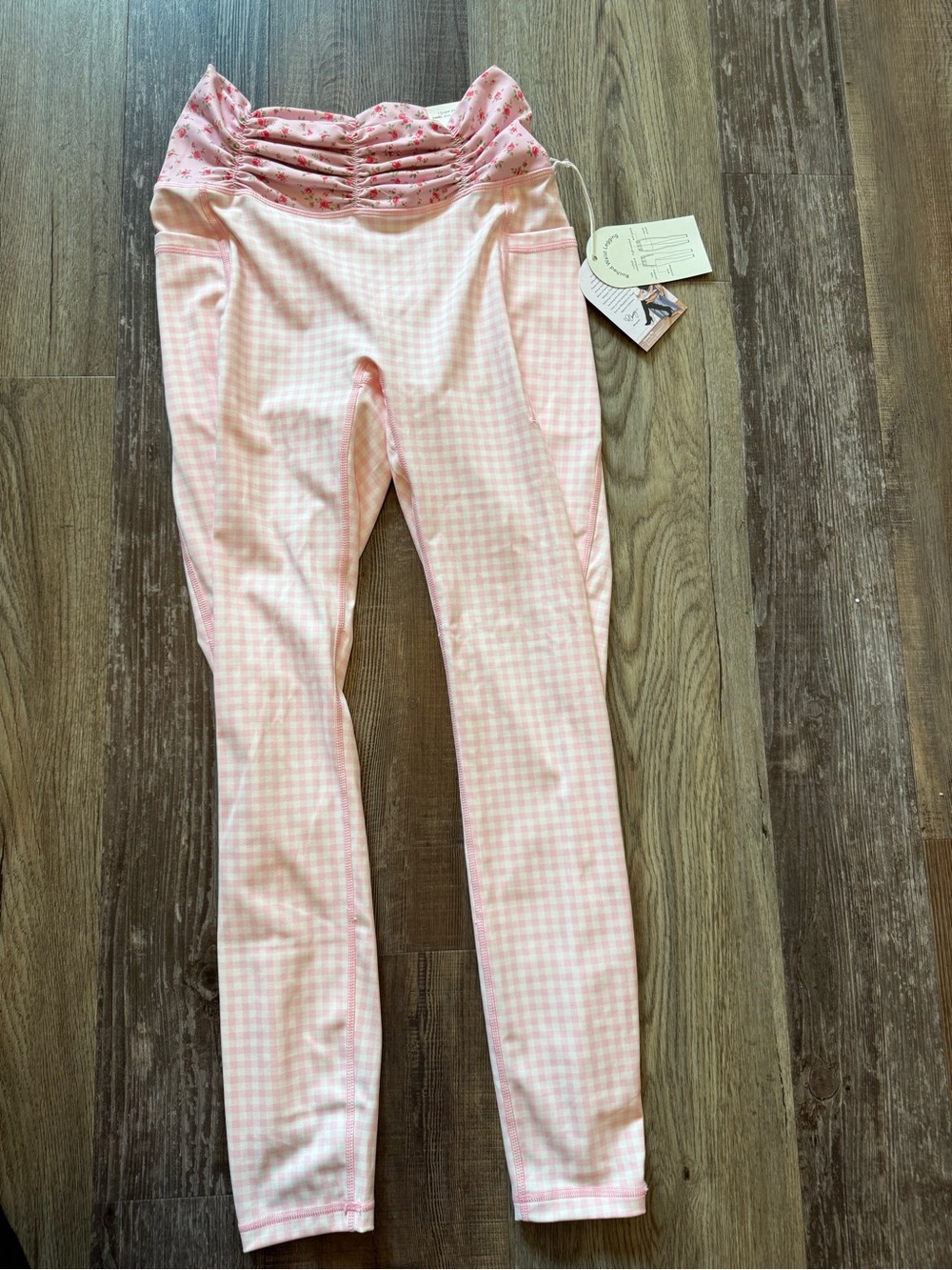 NWT Blogilates Pink Gingham High-Waist Pocket Leggings - Picture 3 of 6